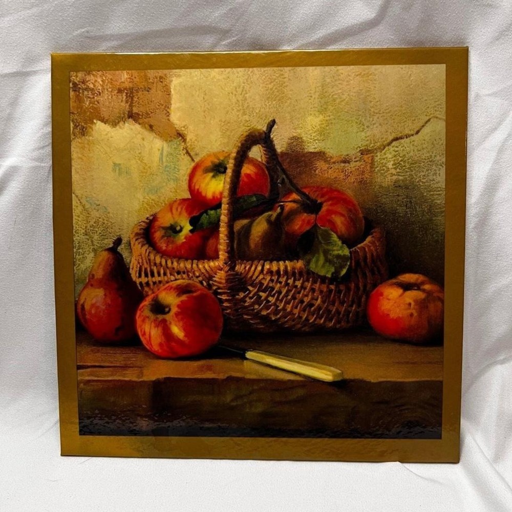 Unbranded Still Life Fruit Basket Art 8x8 Multicolor Excellent Glossy Print